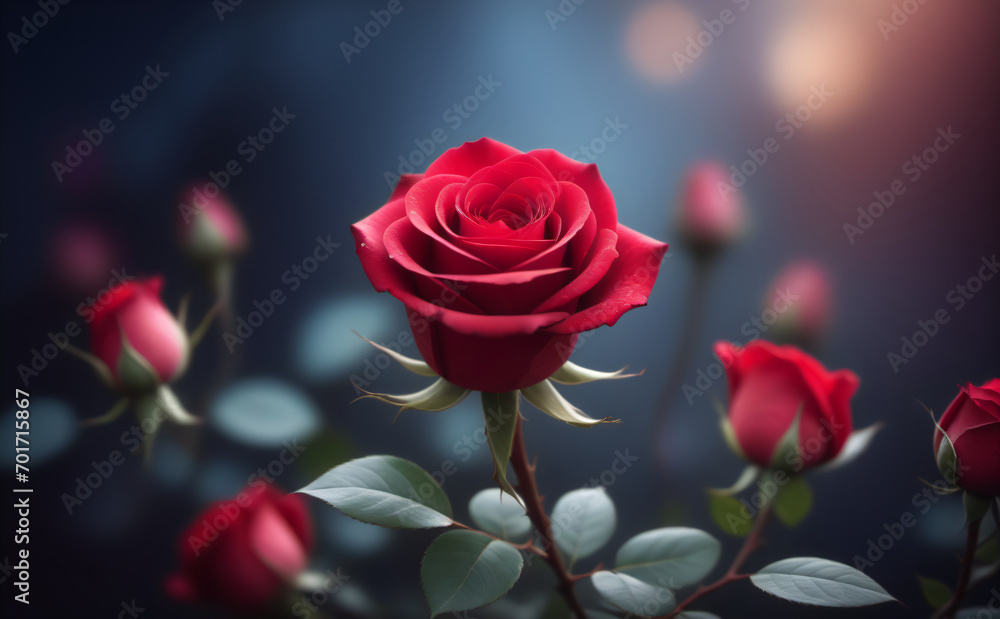 Close up red rose in garden Close up red rose in garden