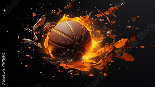 Basket basketball on black background  © DMM