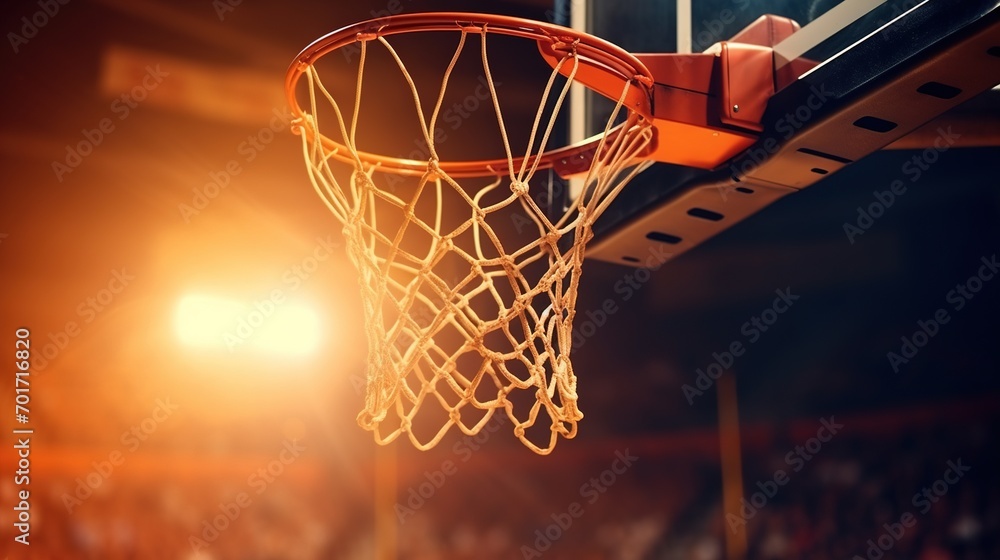 Basketball players score point in basket
