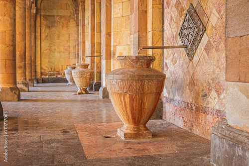 Hot water taps in mineral water gallery in Jermuk, Armenia