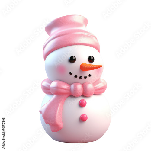 3d illustration of a snowman wearing a red scarf, isolated transparent background