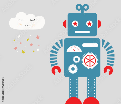 wallpaper robot use for nursery wallpaper or kids room 