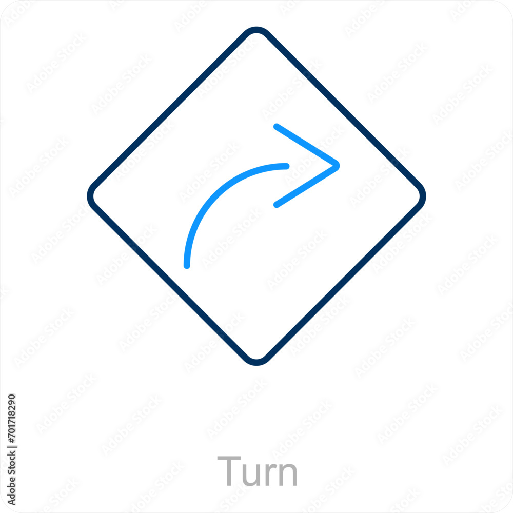 Turn and way icon concept Turn and way icon concept