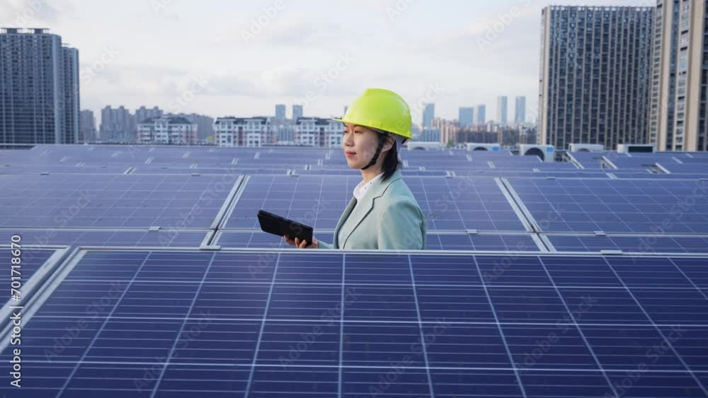 female engineer works with tablet 