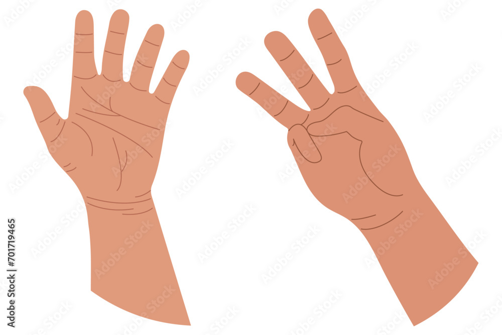 Illustration of a human hand gesturing. Vector flat simple hand silhouette illustration. Illustration of a human hand gesturing. Vector flat simple hand silhouette illustration.