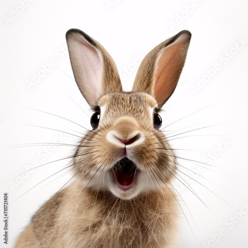 Rabbit  Portraite of Happy surprised funny Animal head peeking Pixar Style 3D render Illustration