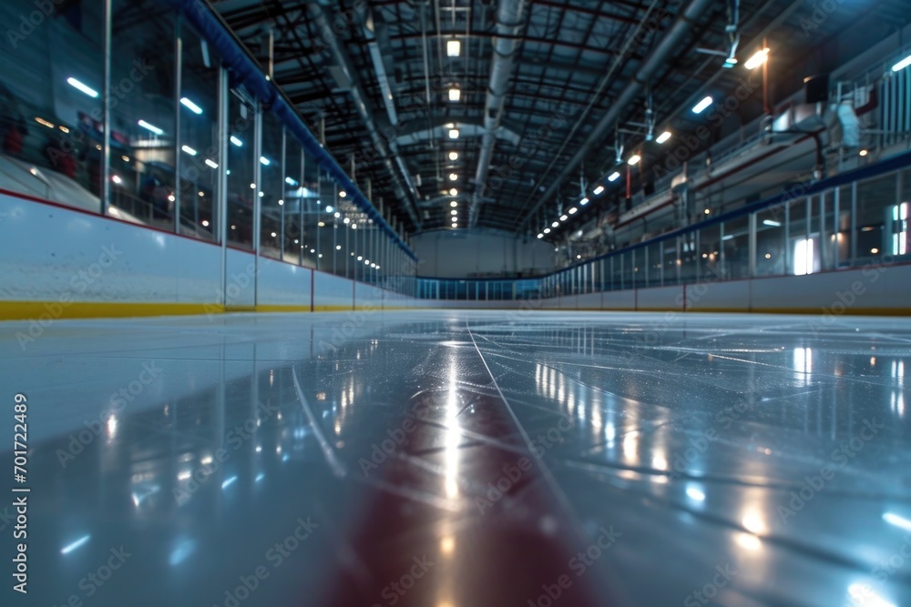 A picture of a hockey rink with a red line on the ice. Can be used for sports-related designs or articles A picture of a hockey rink with a red line on the ice. Can be used for sports-related designs or articles