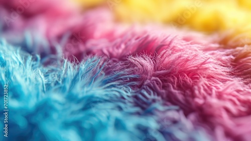 A close up view of a colorful fuzzy blanket. Perfect for adding warmth and comfort to any space
