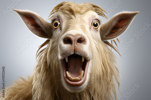  Sheep Portraite of Happy surprised funny Animal head peeking Pixar Style 3D render Illustration