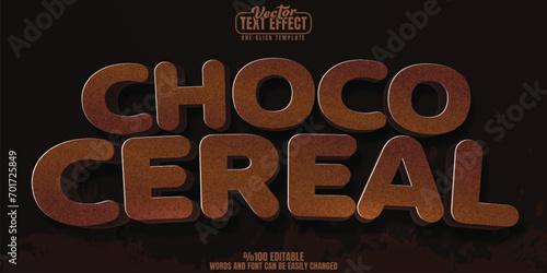Choco editable text effect, customizable cereal and breakfast 3D font style