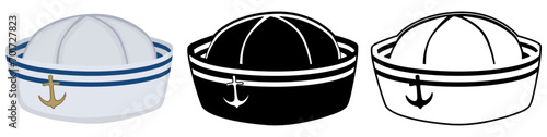 set collection sailor hat icon. marine hat vector illustration  photo