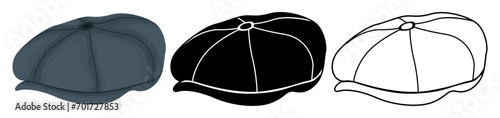 set collection Ivy Cap icon. Scally Cap vector illustration