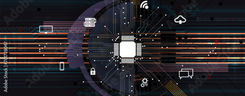 Modern cloud technology. Integrated digital web concept background