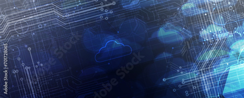 Modern cloud technology. Integrated digital web concept background