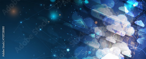 Modern cloud technology. Integrated digital web concept background