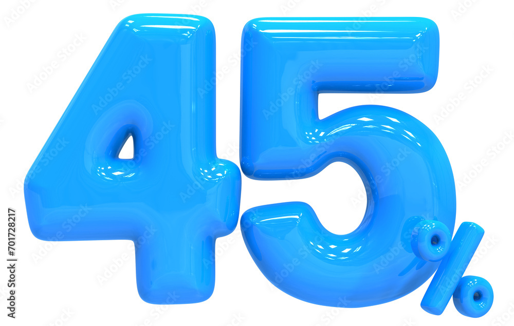 45 Balloon Blue Number Discount 3D Render 45 Balloon Blue Number Discount 3D Render