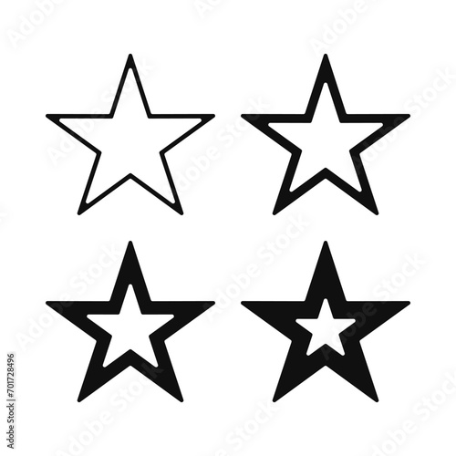 Rounded Hollow Star Stroke Shape Icons