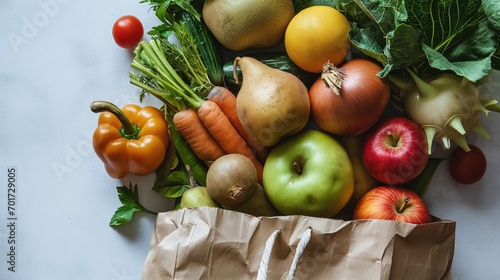 fresh vegetables and fruits in a bag