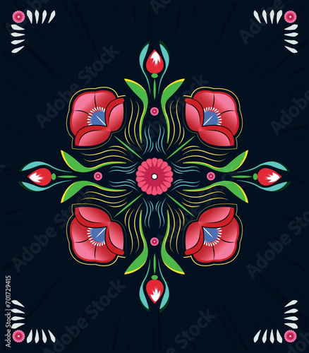 A set of floral borders with a border of flowers Colorful Rickshaw painting