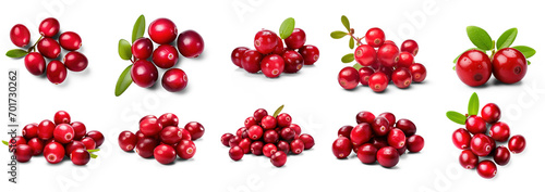 Collection of Pile cranberries isolated on white or transparent background, png
 photo
