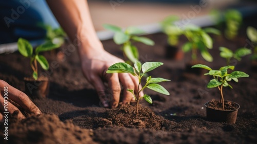 spring seedlings in the garden, planting young vegetables, the beginning of the summer season. concept natural, vegetables, plants, vitamins, veganism.
