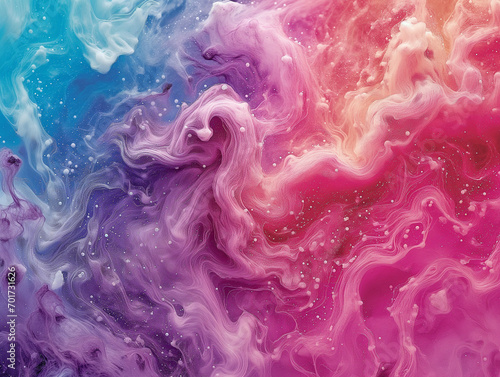 an abstract design of swirling cotton candy strands in shades of pink, blue, and purple, evoking a sense of joy and nostalgia. Generative AI