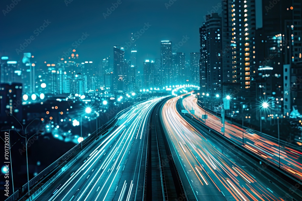 Urban night street with blurred traffic lights creating vibrant cityscape. Abstract nightlife. Glowing streets in modern city. Dynamic scene with glittering bokeh Urban night street with blurred traffic lights creating vibrant cityscape. Abstract nightlife. Glowing streets in modern city. Dynamic scene with glittering bokeh