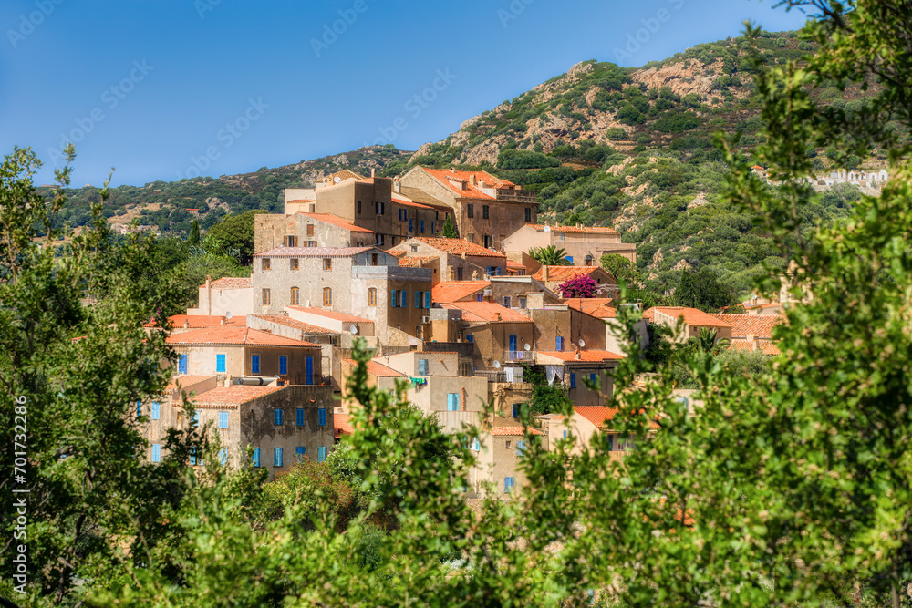 The Beautiful Village of Pigna in the Balgane Region on Haute-Corse, Corsica, France