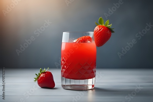 strawberry juice in glass with strawberry