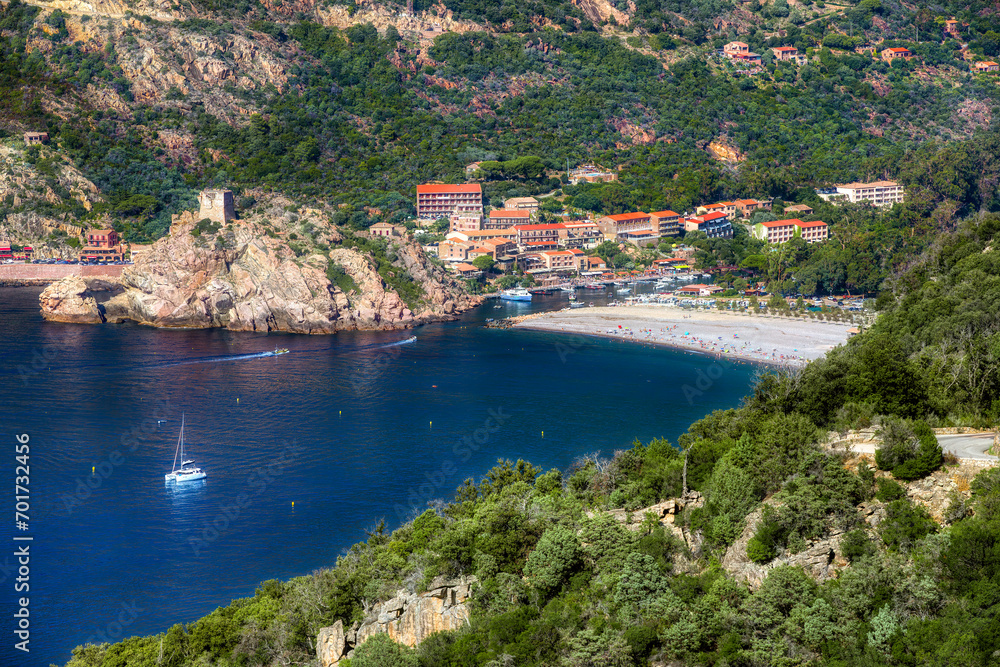 The Small Tourist Resort of Marine de Porto on the West Coast of Corsica, France