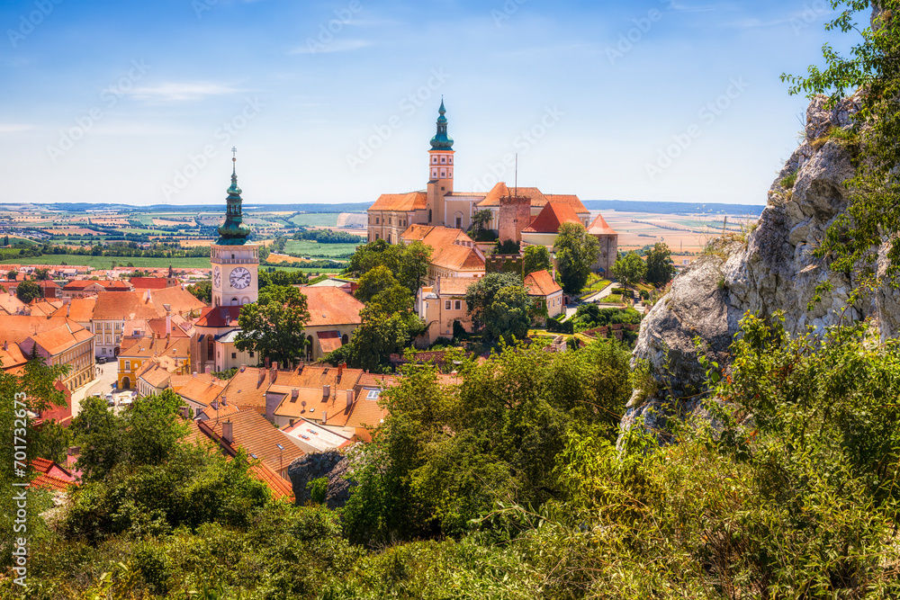 The City of Mikulov in the Czech Republic, with the Church of St Wenceslas and the Famous Castle