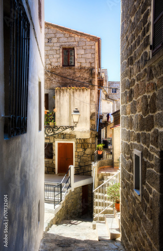 Steep Footpath in the Famous Old Part of the Beautiful City of Sartene on Corsica, France