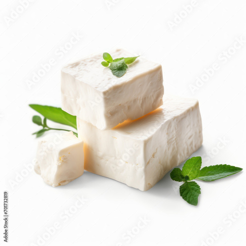Feta Cheese, soft cheese isolated on transparent background, transparency