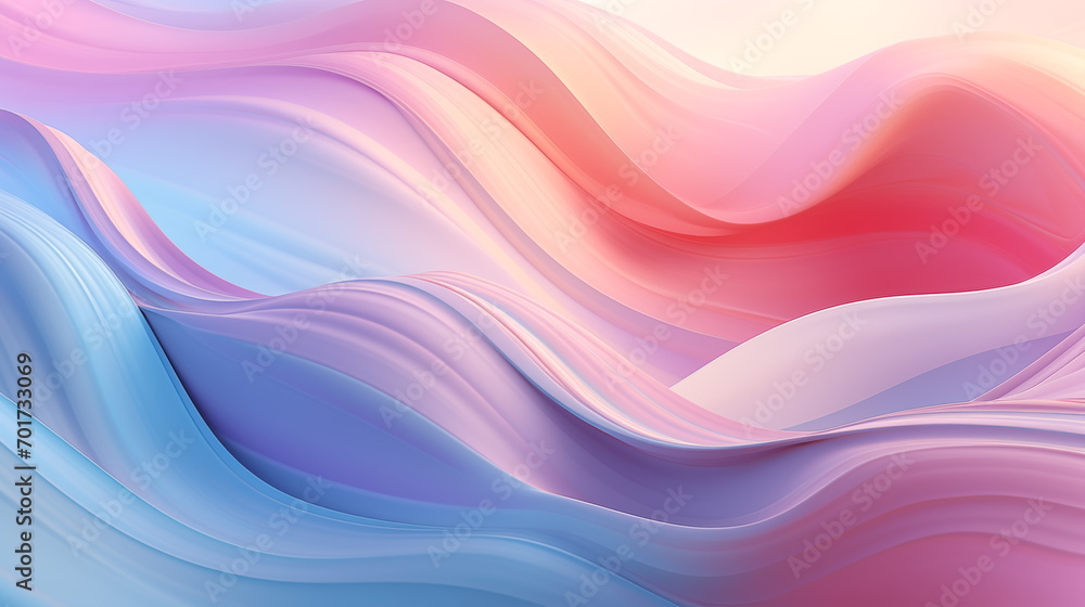 Fototapeta premium Abstract fluid 3d curved wave in pastel. Design element for banners, backgrounds, wallpapers and covers. Generated AI.