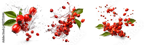 red Guarana falling in water splash on isolate transparency background, PNG