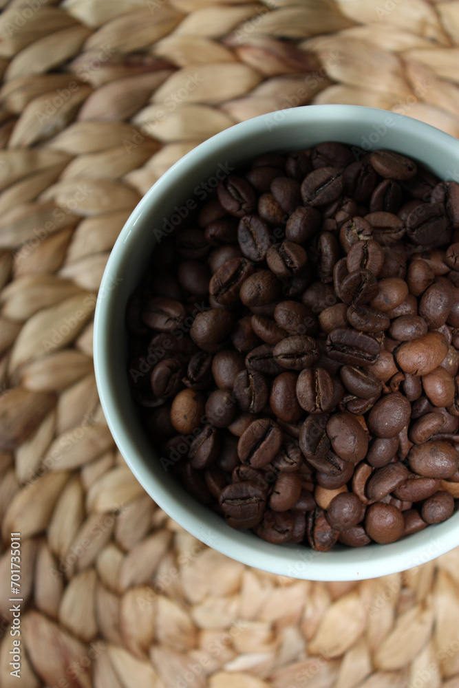 coffee beans in a cup