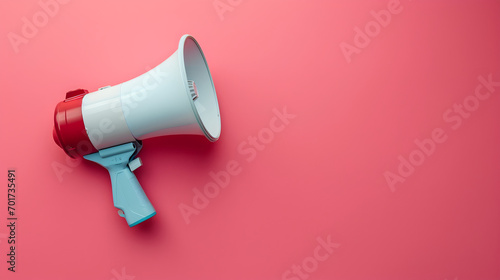 Megaphone or hand speaker isolated on pink background with copy space