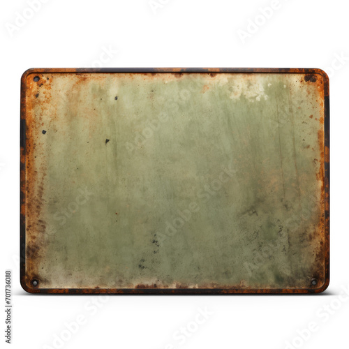 rusty metal plate sign on isolate transparency background, PNG