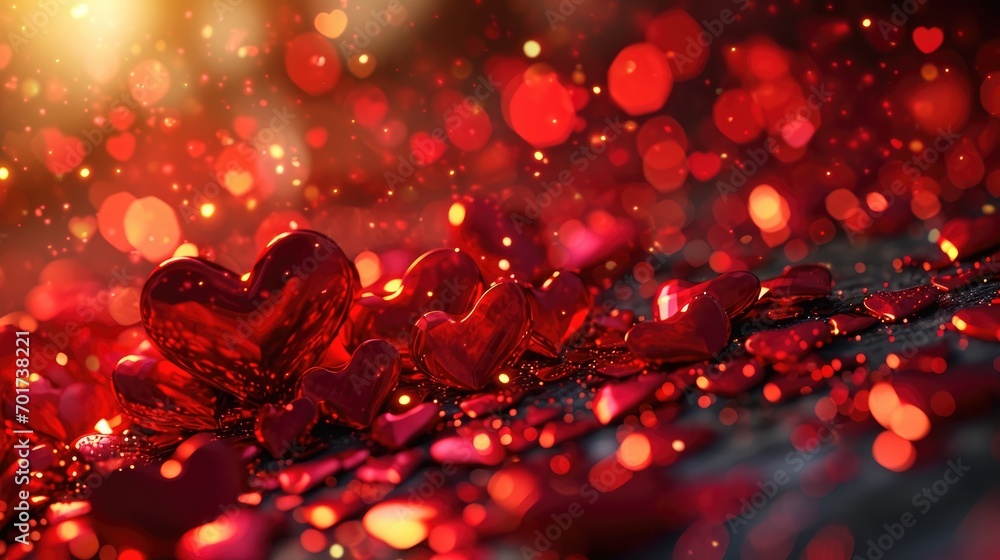 shiny horizontal valentine day design with glossy red floating hearts shiny horizontal valentine day design with glossy red floating hearts