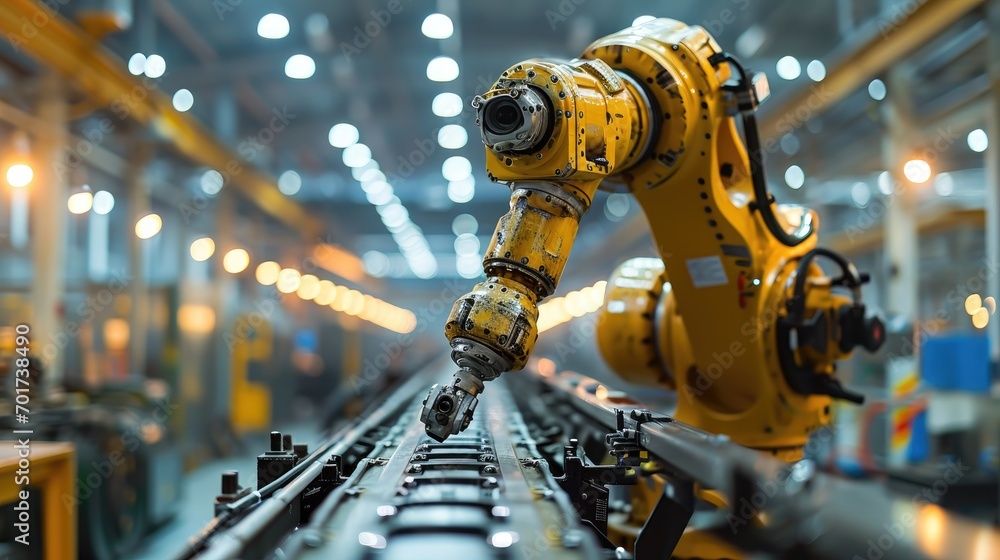 automation robot arm in assembly manufacturing plant on production line automation robot arm in assembly manufacturing plant on production line