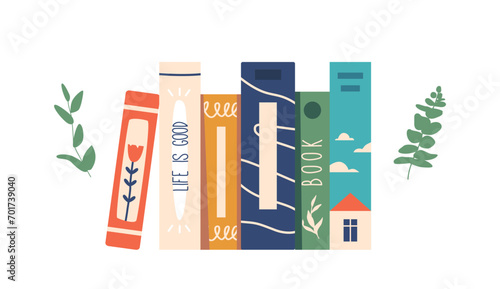 Colorful Stacked Books Create A Literary Landscape, Their Spines Forming A Mosaic Of Knowledge. A Visual Feast