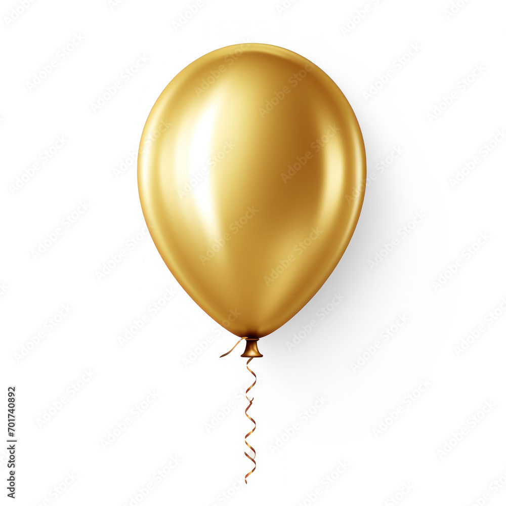 Gold balloon on isolate transparency background, PNG