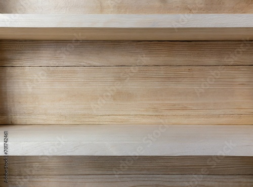 Empty white wooden shelf with copy space  and space for product display