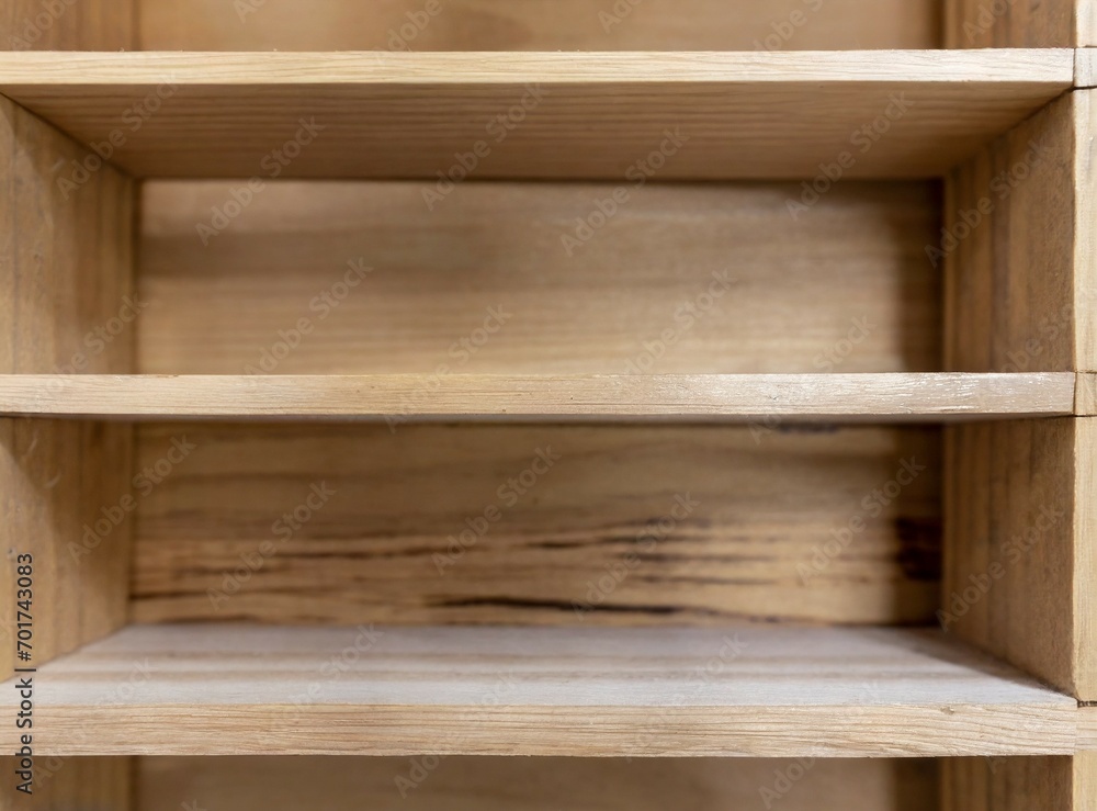 Empty white wooden shelf with copy space, and space for product display Empty white wooden shelf with copy space, and space for product display