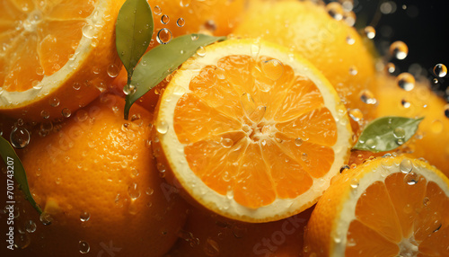 Recreation of oranges with drops water