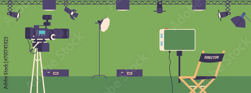 Spacious Movie Studio Interior Featuring Versatile Soundproof Sets, Advanced Lighting, And Cutting-edge Equipment