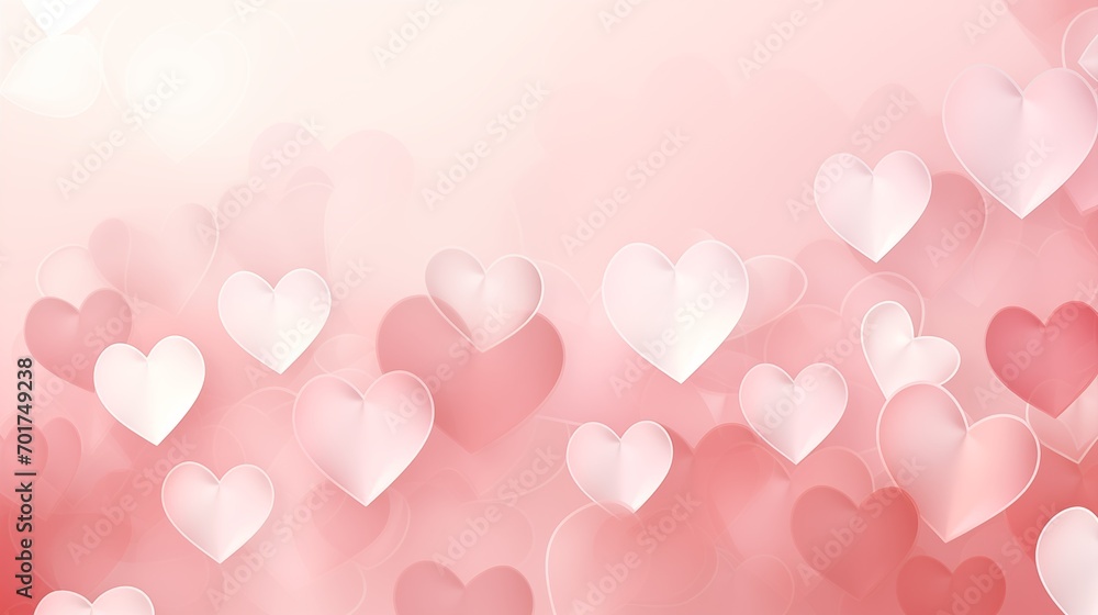 Soft pink and white gradient background, subtle heart patterns, ideal for Valentine's Day promotions