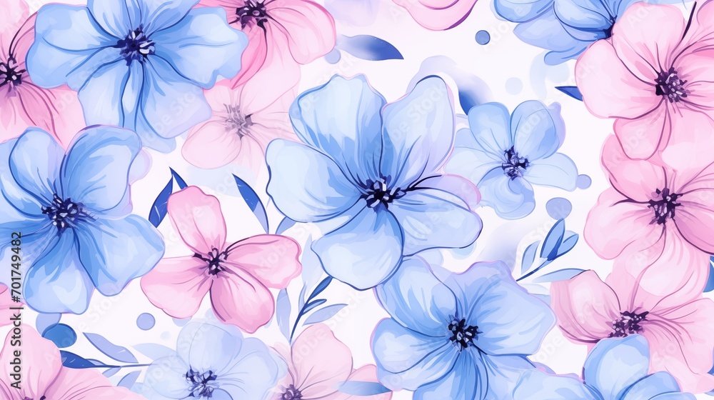 Floral wallpaper illustration. Flowers pattern for postcards, greeting cards, wedding invitations, romantic events, valentine's day.