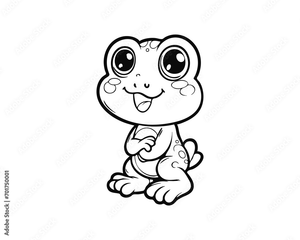 Cute Cartoon of frog coloring book. outline line art. Printable Design. isolated white background Cute Cartoon of frog coloring book. outline line art. Printable Design. isolated white background