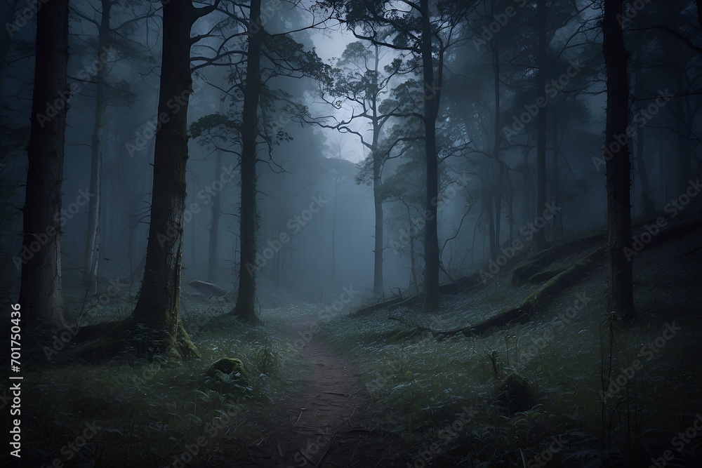 Obraz premium haunted forest at midnight